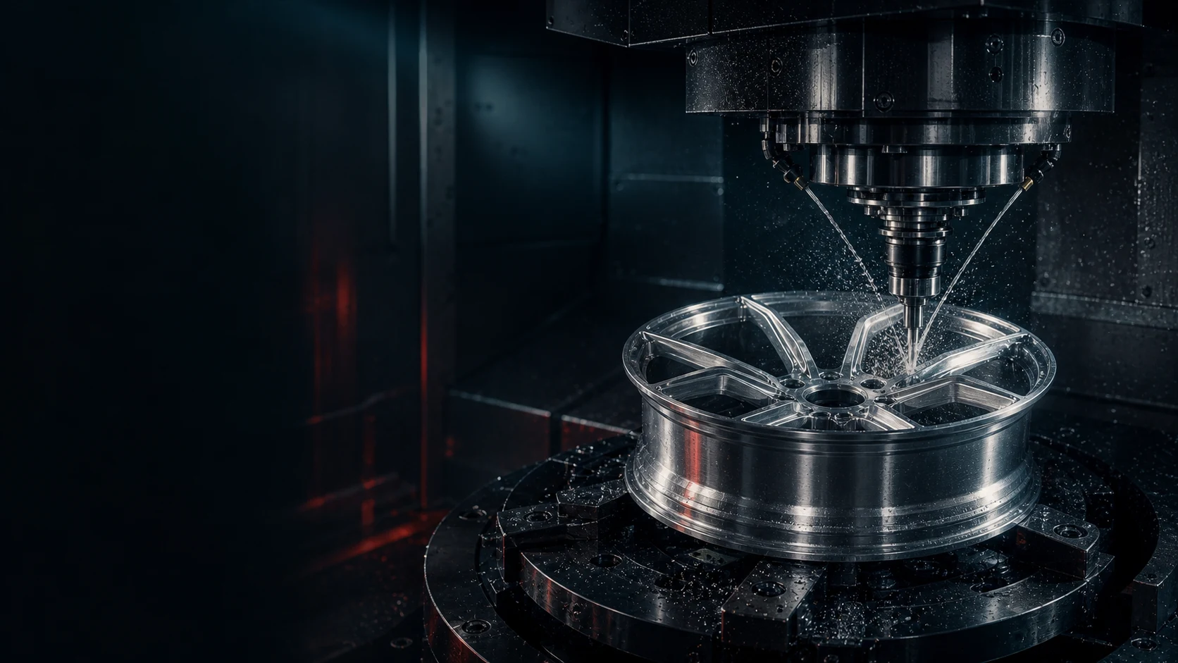 5-axis CNC machining an FcForged wheel