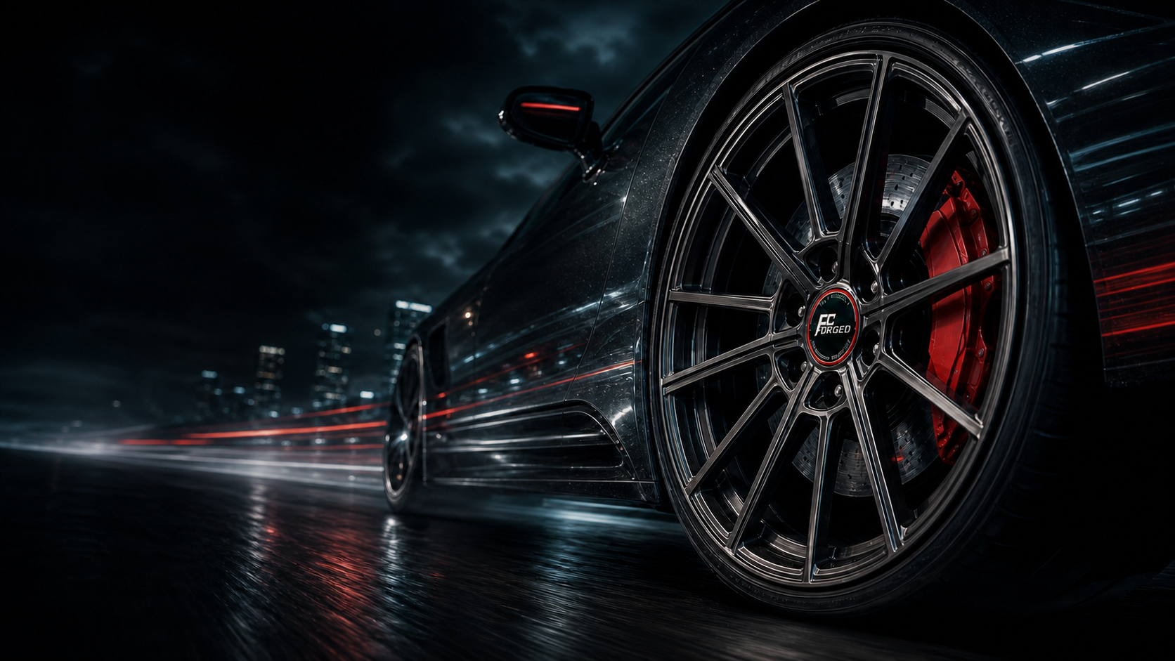 Close view of an FcForged performance wheel